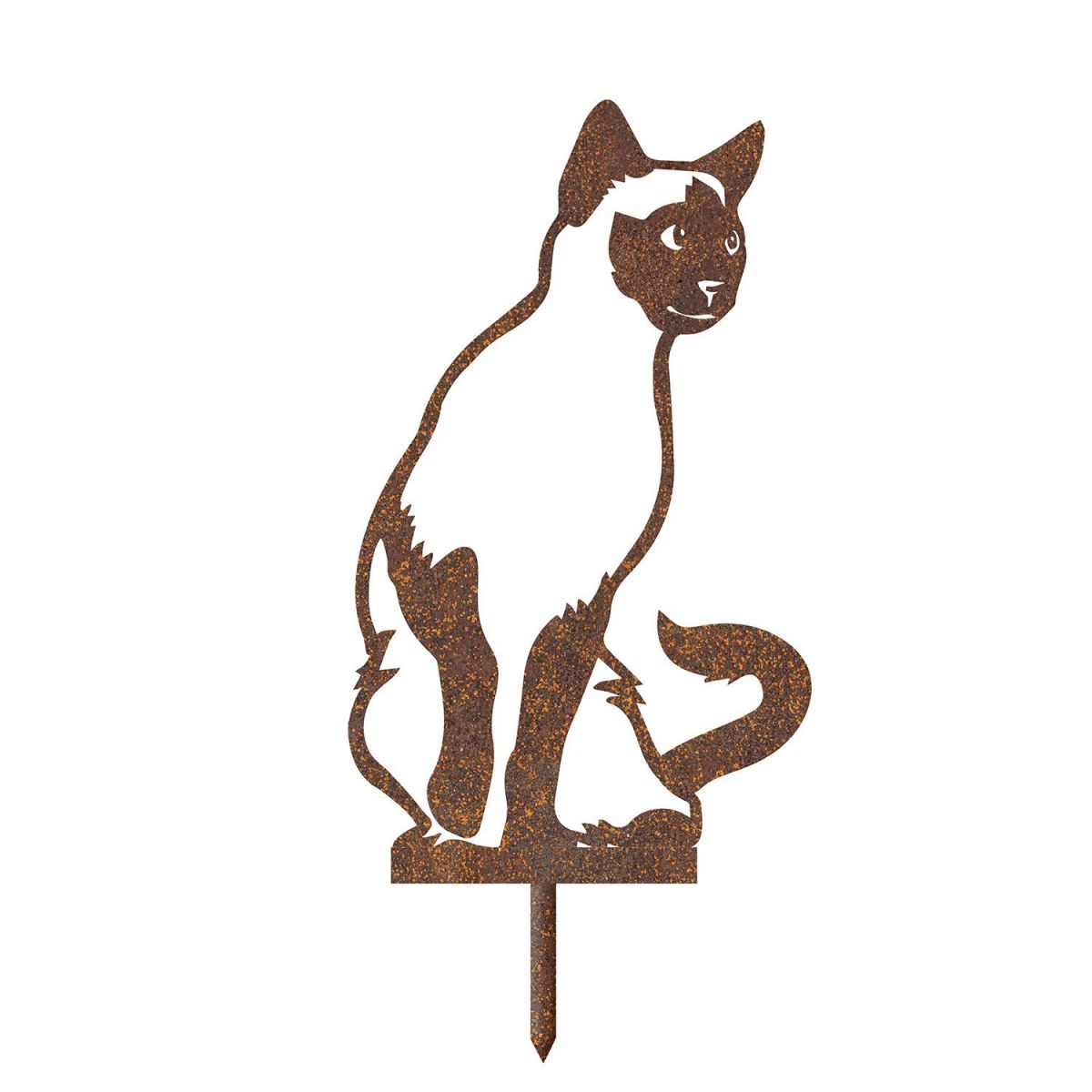 Sitting Siamese Cat Silhouette in a Rustic Finish
