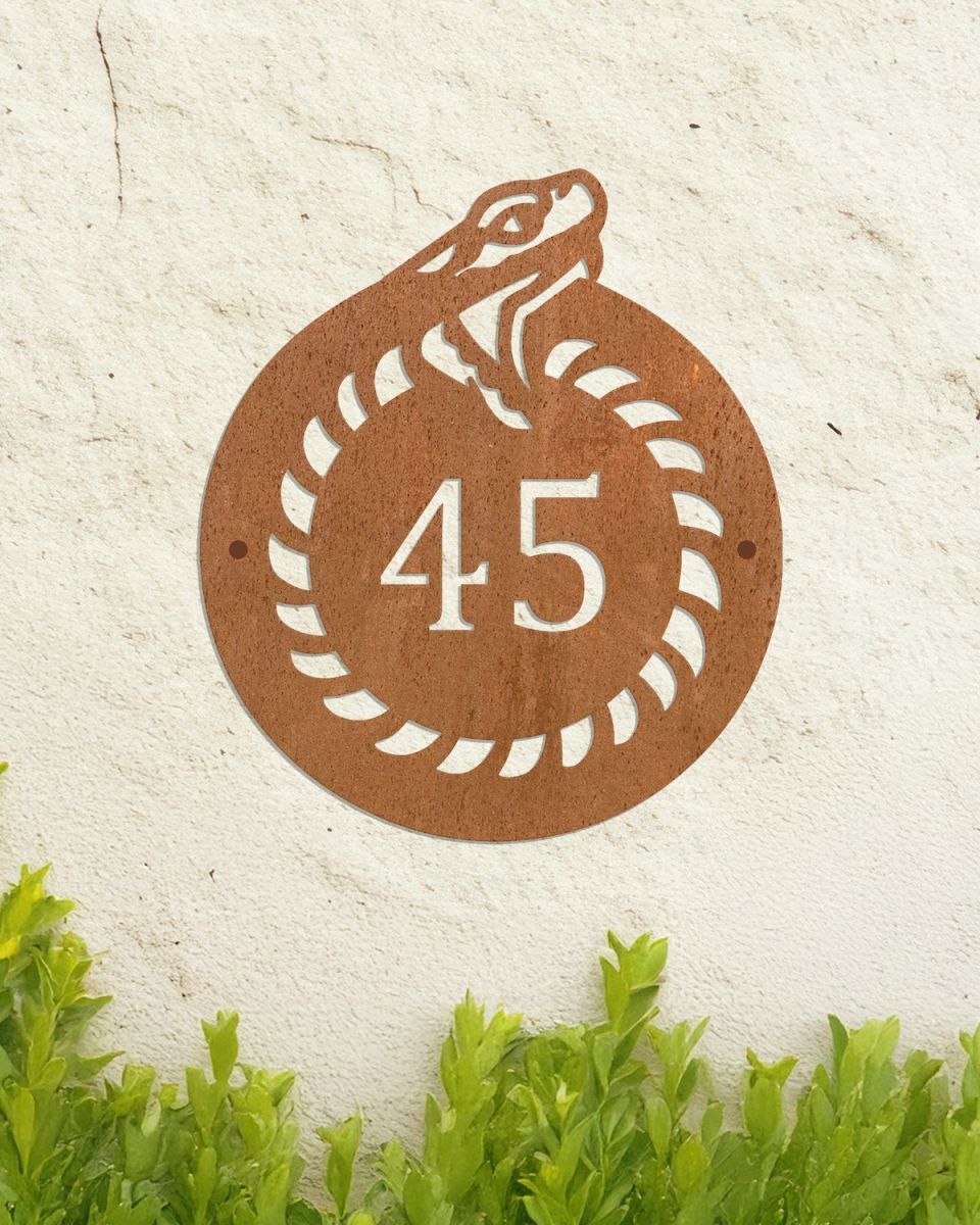 Rustic Snake Crest House Number Sign