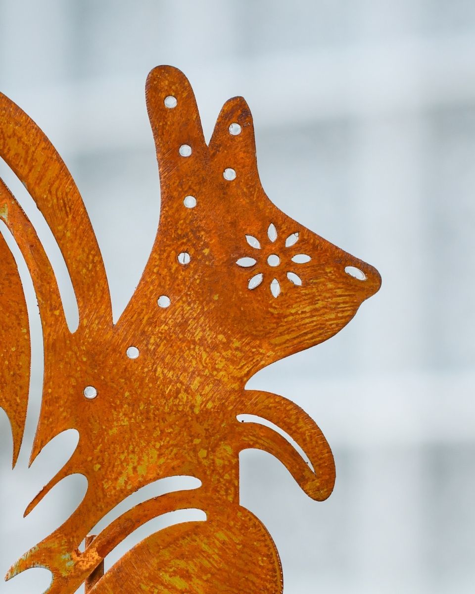 Rustic Squirrel Artistic Plant Pot Spike - Set of Two clsoe up of head