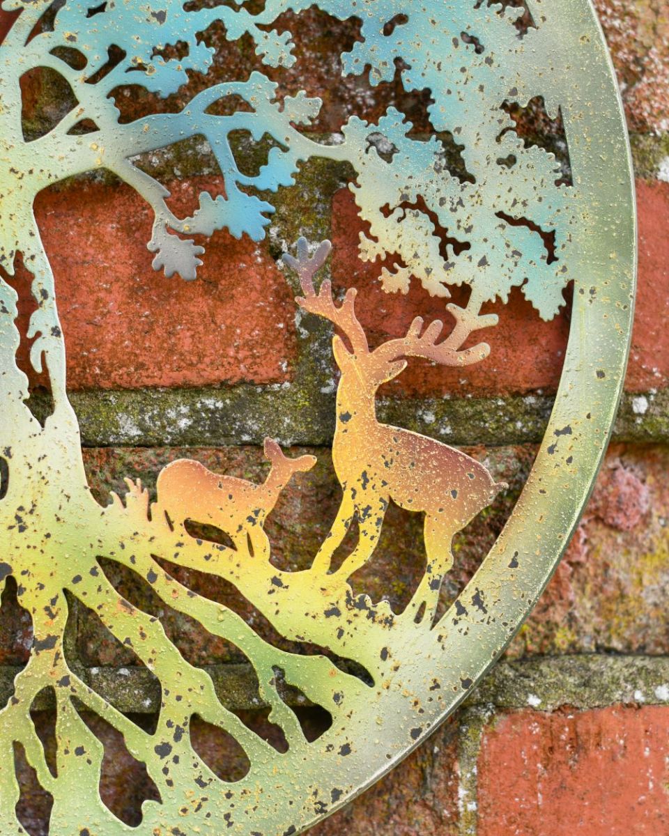 Close up of Rustic Deer Under Tree Wall Art stag