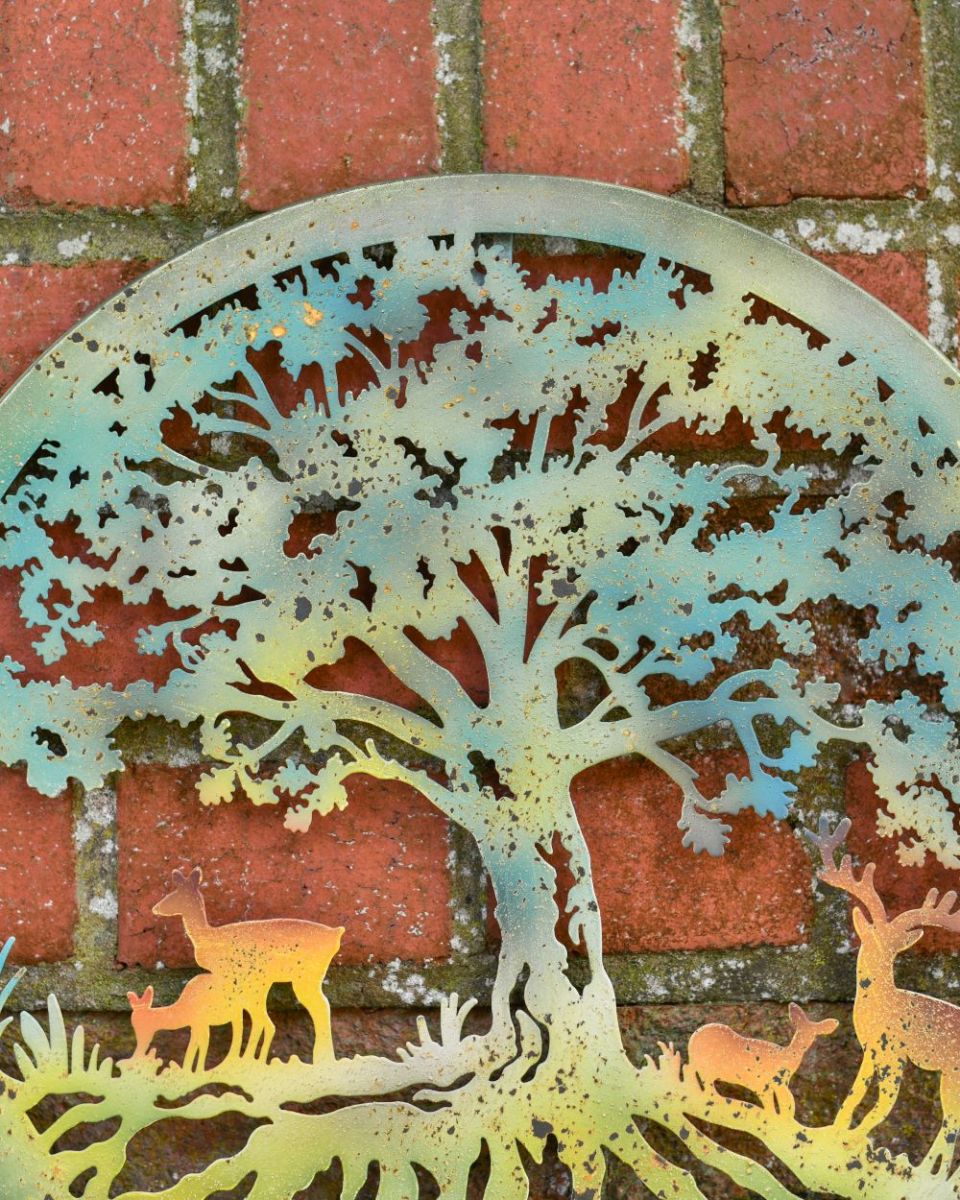 Close up of Rustic Deer Under Tree Wall Art tree