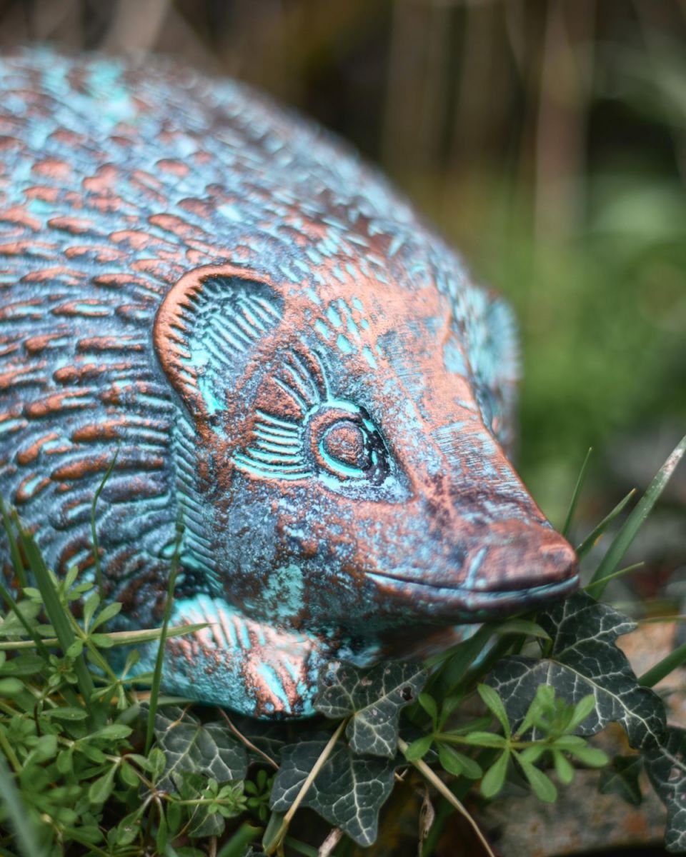 Close-Up of Facial Detail of Hedgehog Sculpture