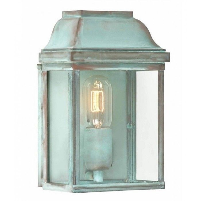 "Heathfield" Classic Brass Half Wall Lantern In A Verdigris Finish