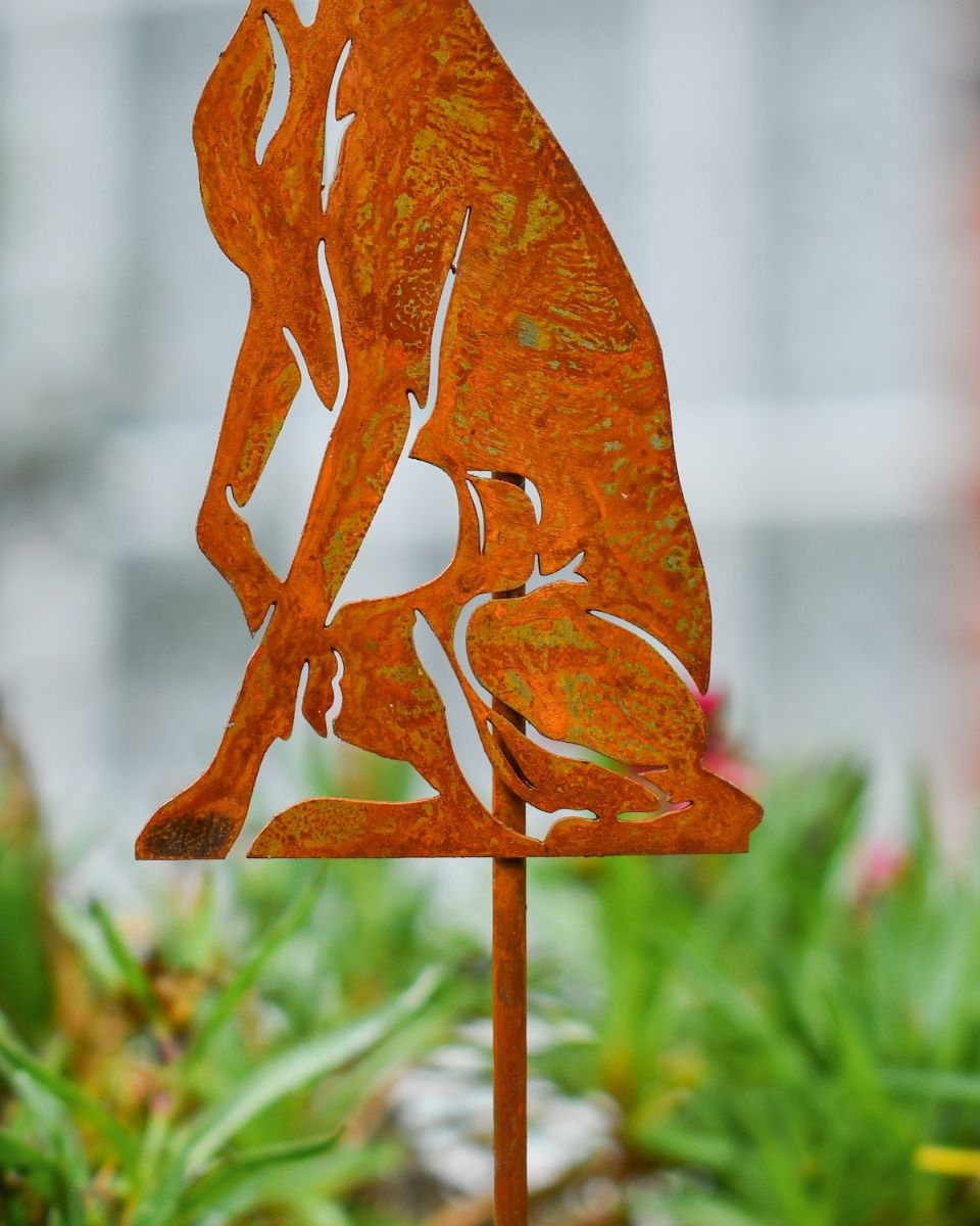 Rustic Whippet Artistic Plant Pot Spike - Set of Two close up of legs