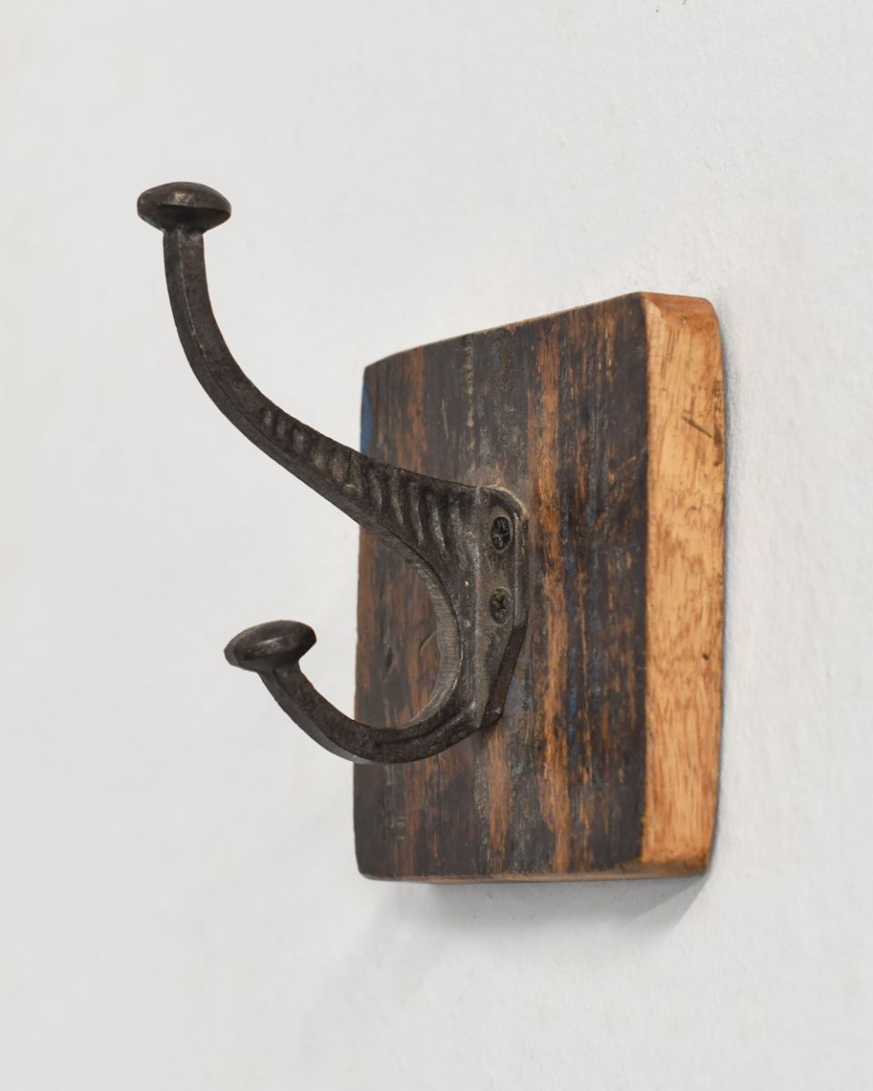 Rustic Wood And Iron Coat Hook square