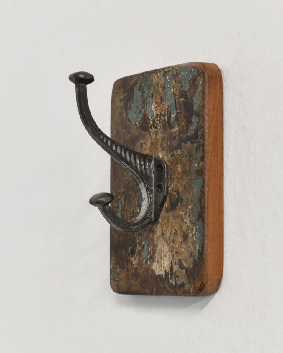 Rustic Wood And Iron Coat Hook rectangular