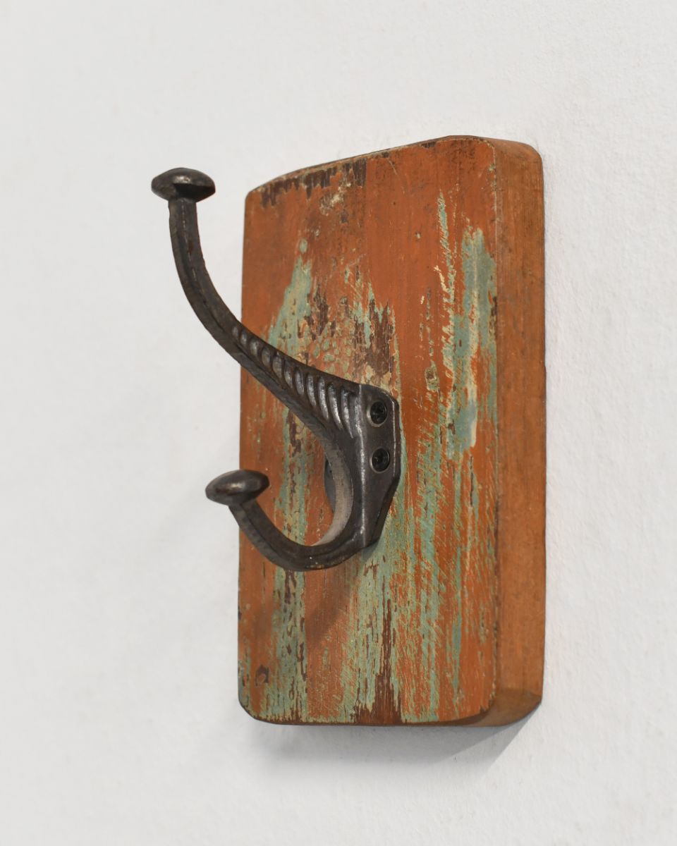 Rustic Wood And Iron Coat Hook light rectangular