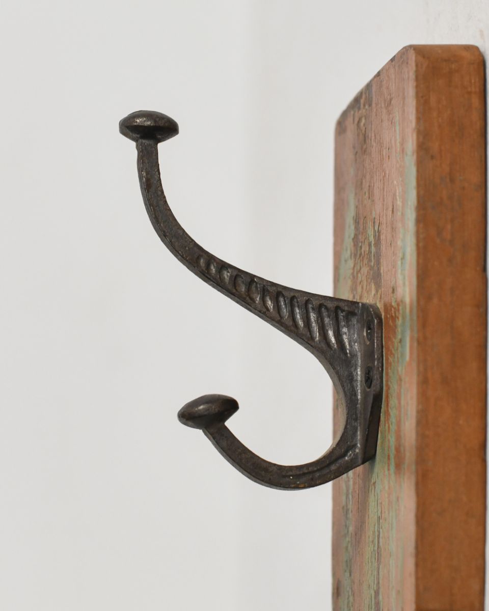 Side view of Rustic Wood And Iron Coat Hook