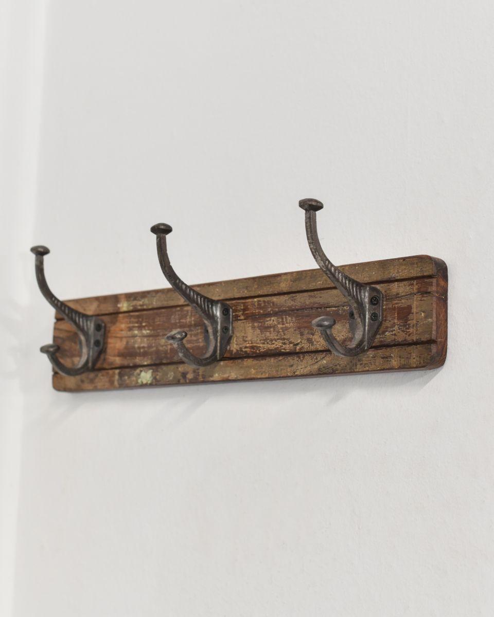 Rustic Wood And Iron Coat Hooks 
