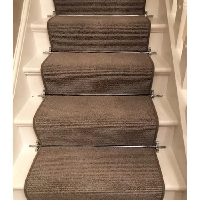 Ball Finial Bright Chrome Stair Rods in Situ on a Stair Case