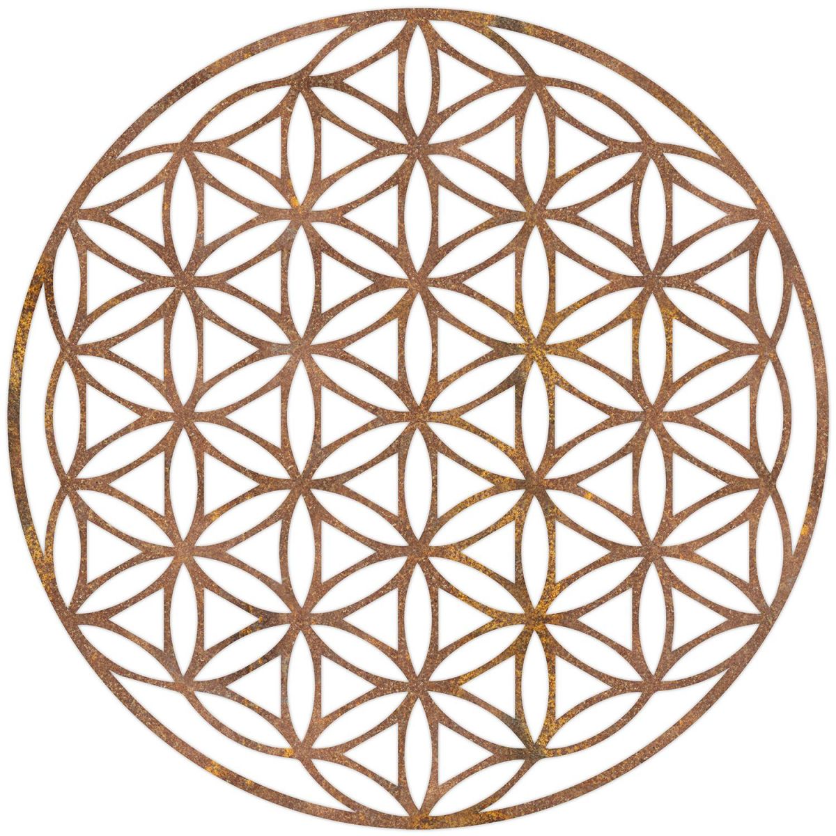 Geometry "Flower of Life" Steel Wall Art in a Rustic Finish