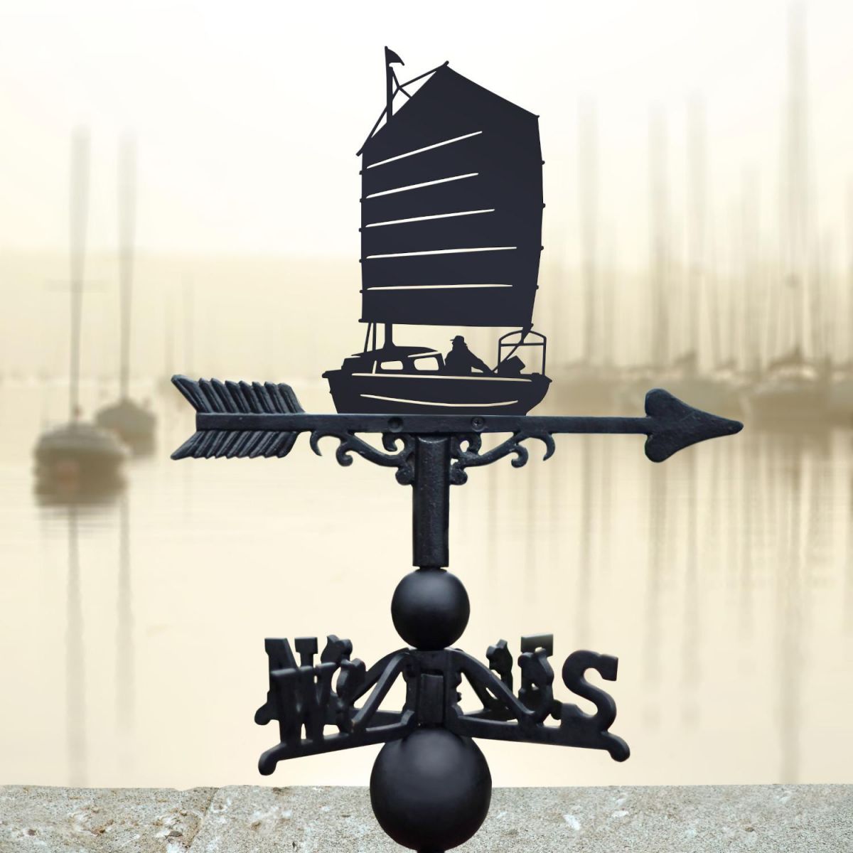 Weathervane with Sailboat & Chinese Junk Sail Topper