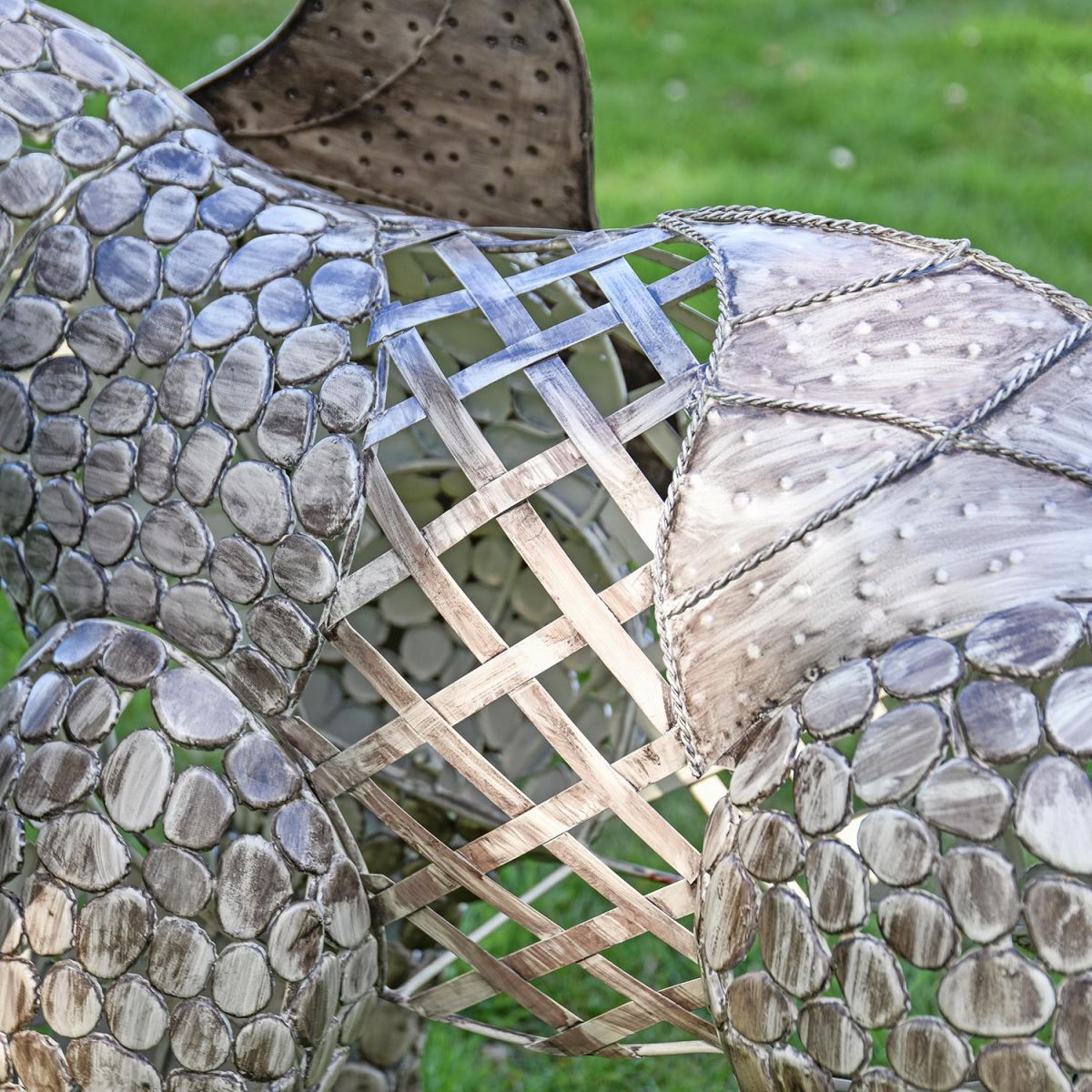 Close-up of the Detail on the "Sambaku" Bronze Garden Elephant Sculpture