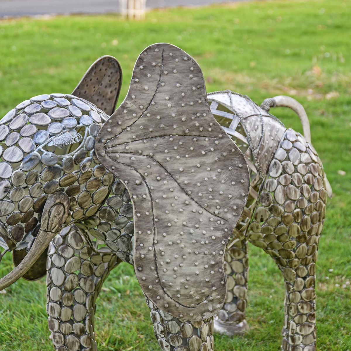 Ears on the "Sambaku" Bronze Garden Elephant Sculpture