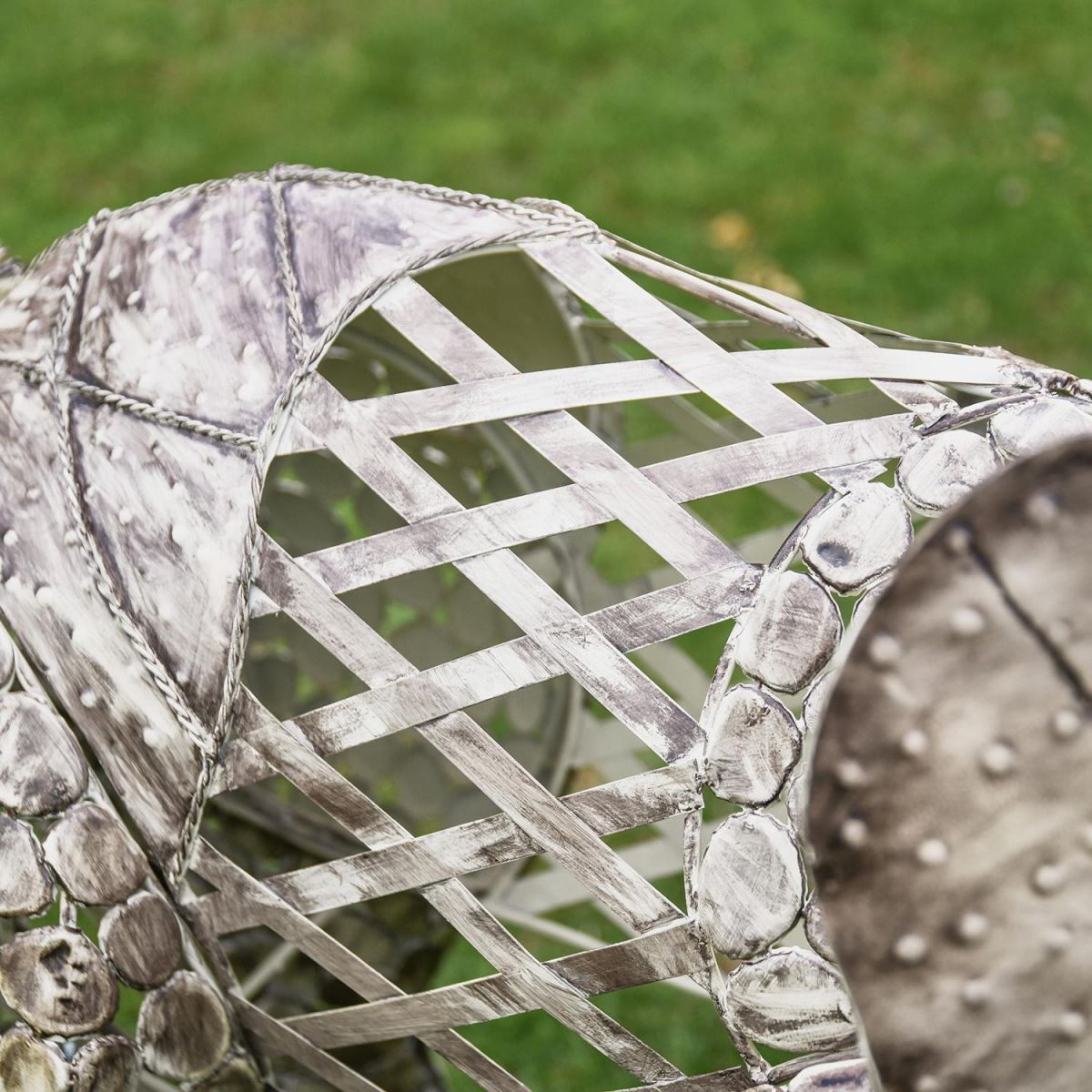 Close-up of the Detail on the Back of the "Sambaku" Bronze Garden Elephant Sculpture