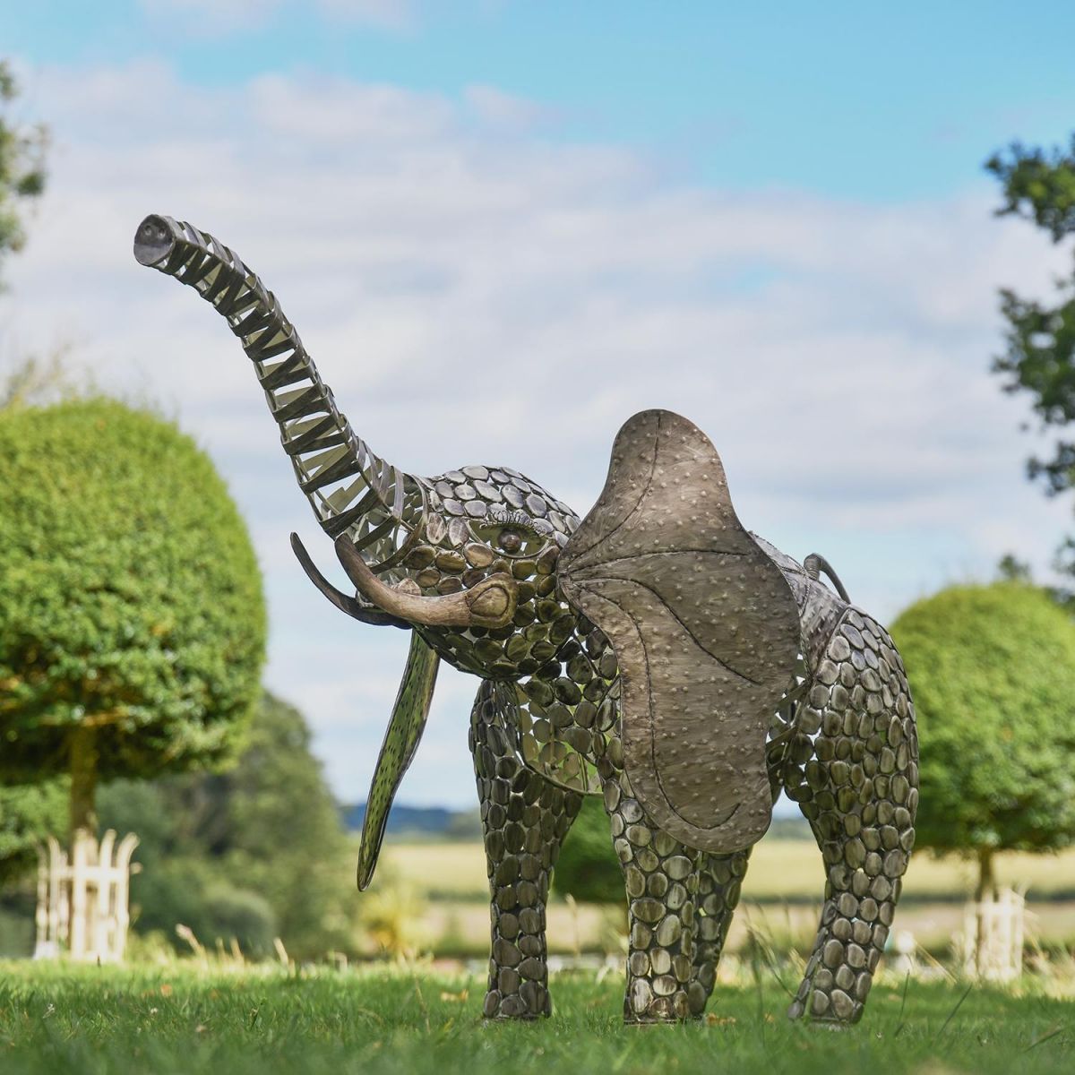 "Sambaku" Bronze Garden Elephant Sculpture in Use in the Garden