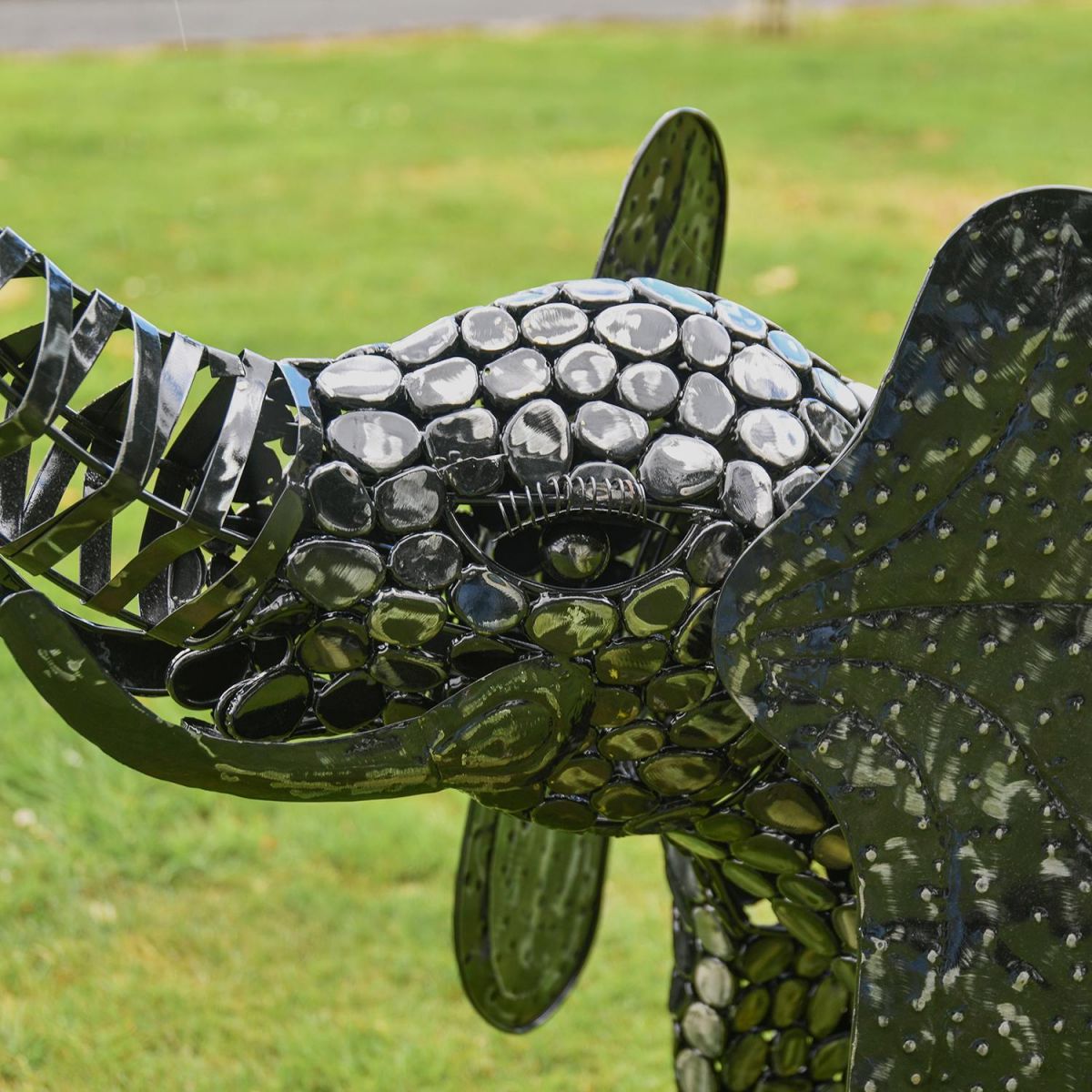 Close-up of the Face of the "Sambaku" Garden Elephant Sculpture