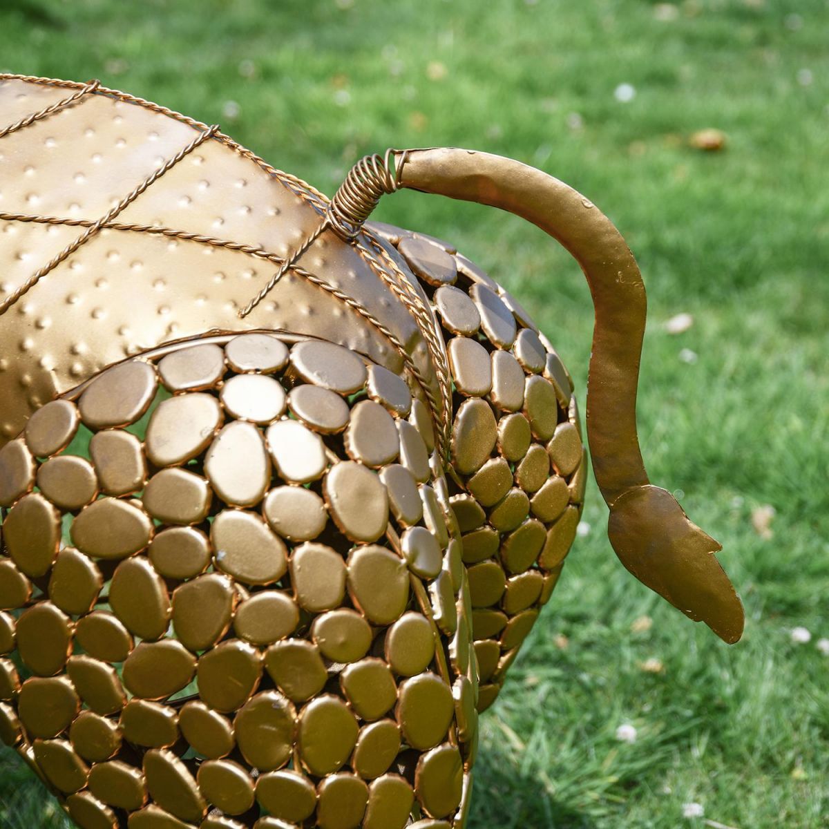 View of the Back of the "Sambaku" Gold Garden Elephant Sculpture