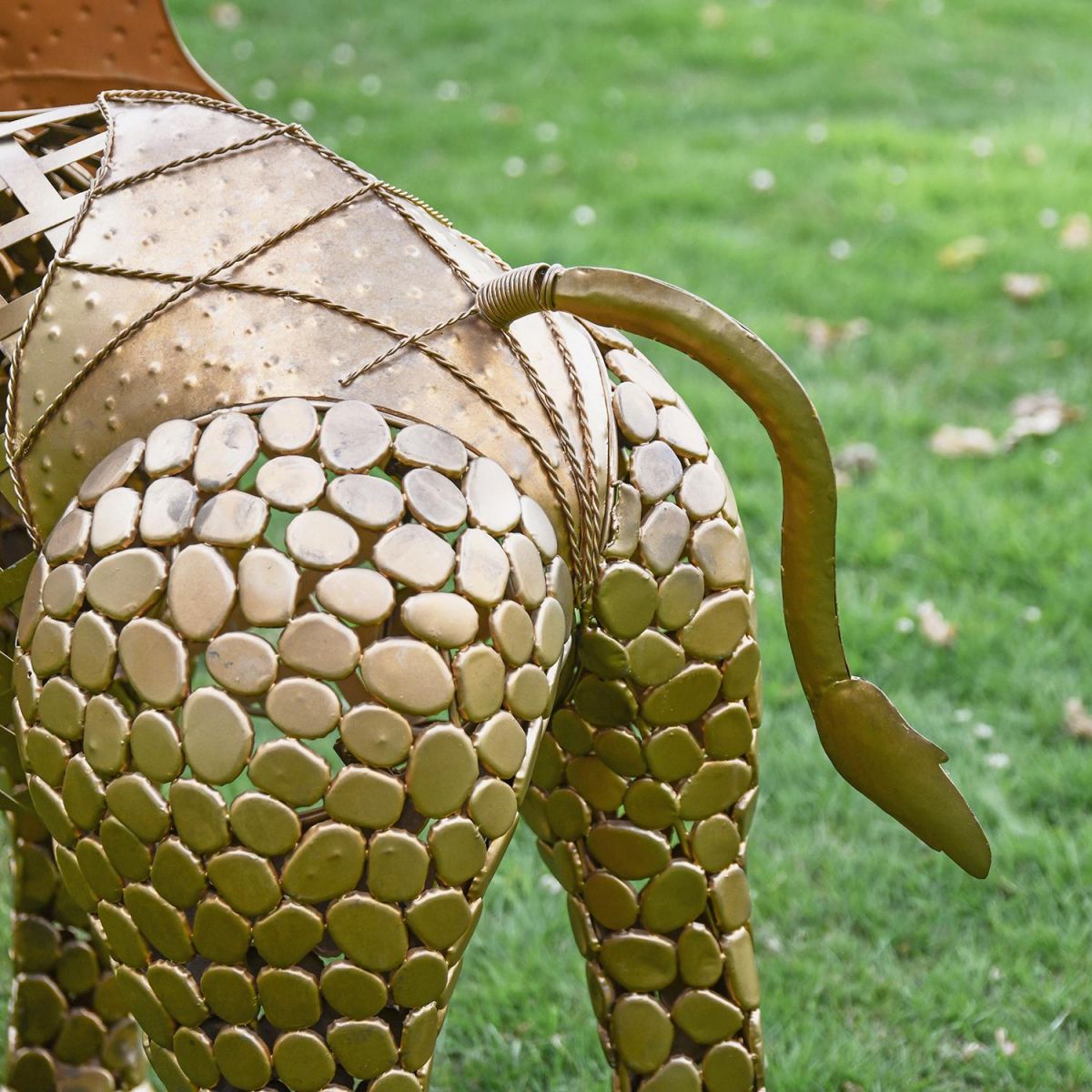 View of the Back of the "Sambaku" Gold Garden Elephant Sculpture