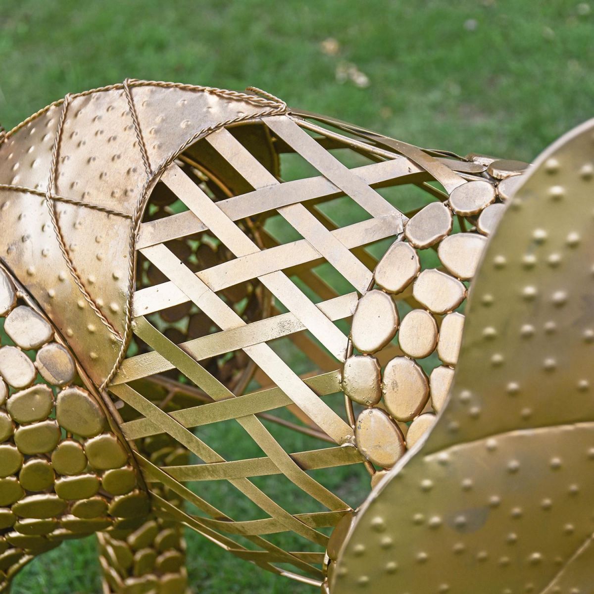 Detail on the Back of the "Sambaku" Gold Garden Elephant Sculpture