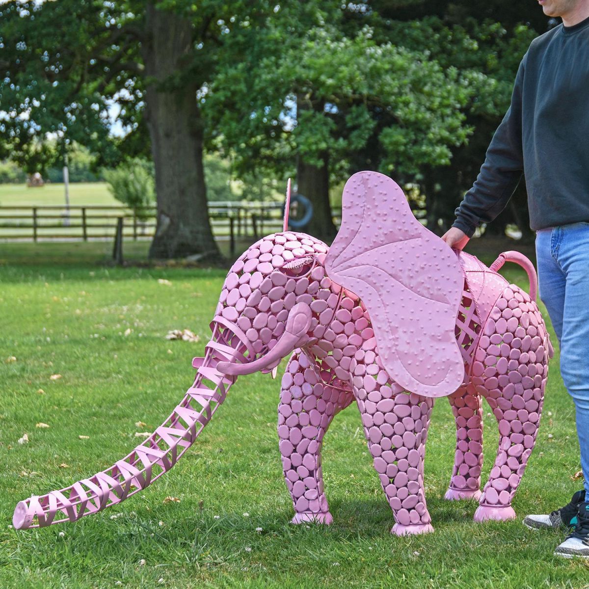 "Sambaku" Pink Garden Elephant Sculpture to Scale