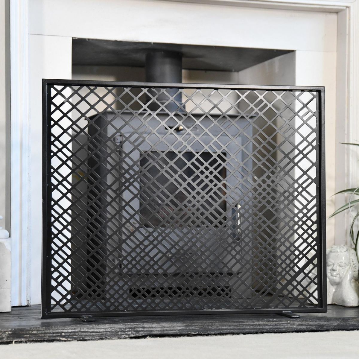 Winterbourne Black Contemporary Fire Screen