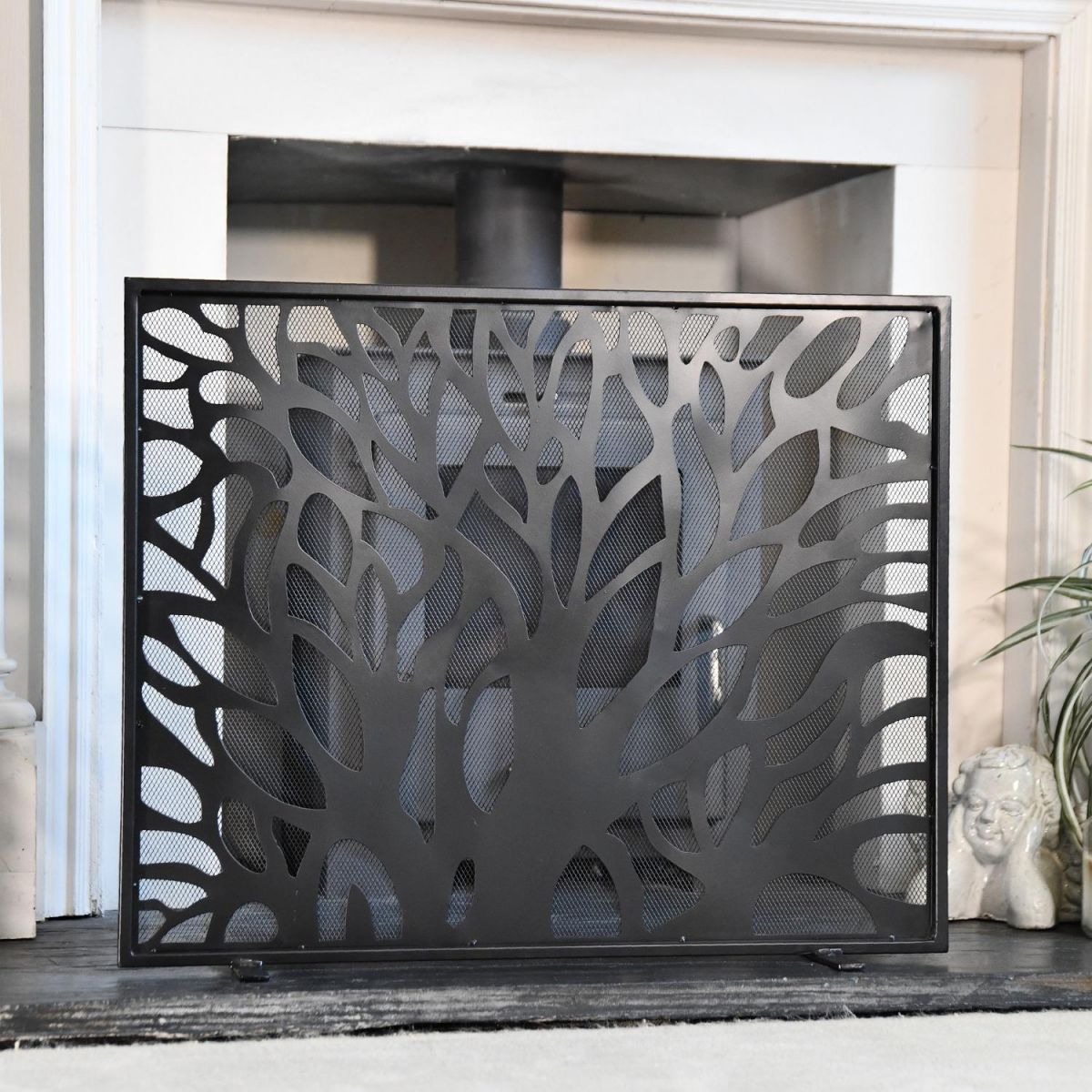 "The Linden" Contemporary Fire Screen in Situ "The Linden" Contemporary Fire Screen in Situ