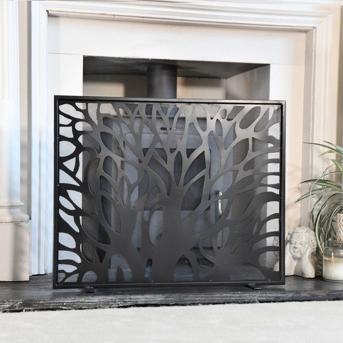"The Linden" Contemporary Black Fire Screen "The Linden" Contemporary Black Fire Screen