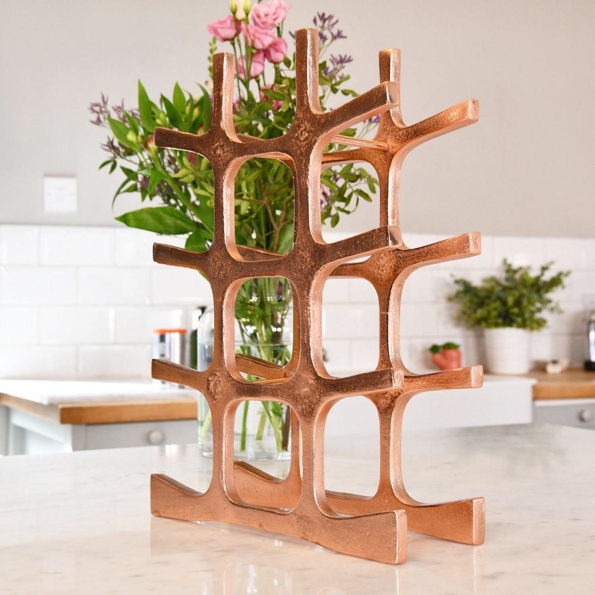 Side view of "Kempton House" Copper Wine Rack 