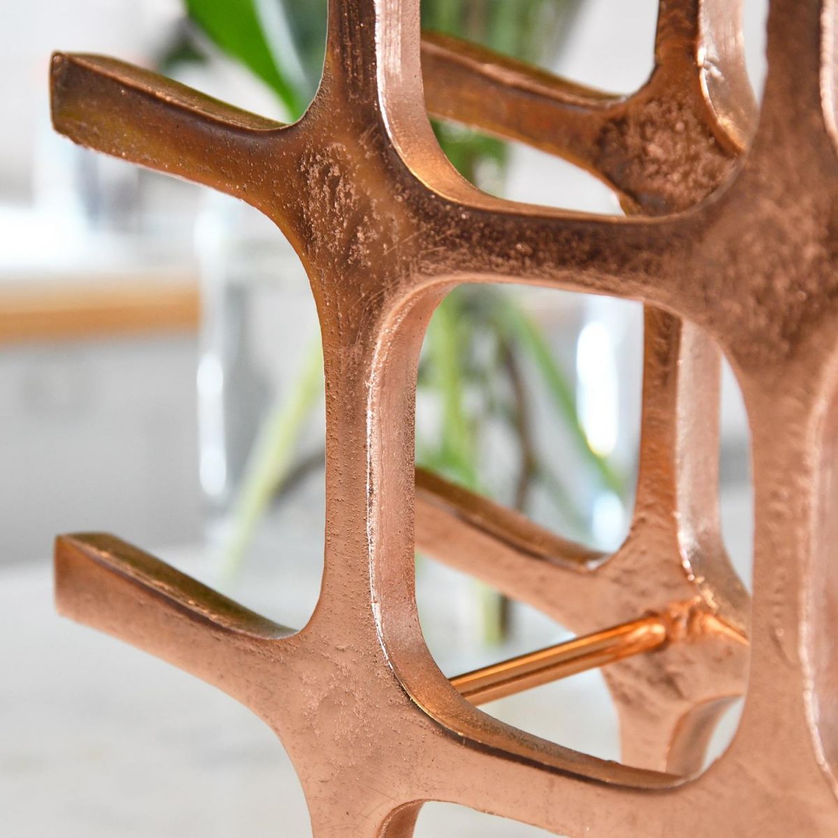 Copper "Kempton House" Wine Rack close up of bottle holder 