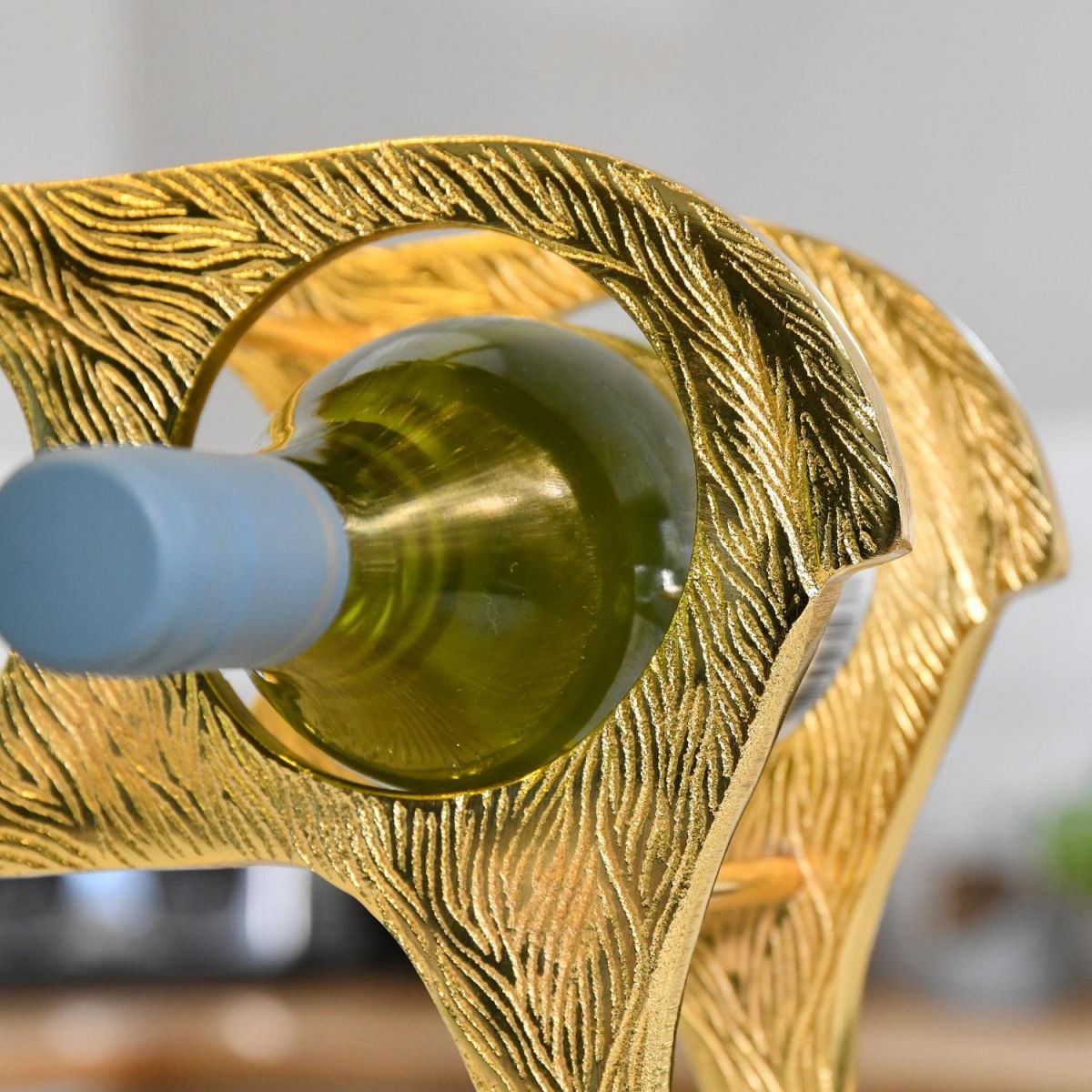 Close up of "Stag" Wine Rack with Bottle for reference 