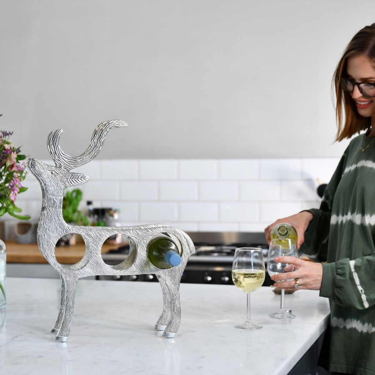 "Stag" Wine Rack with Nickel Finish