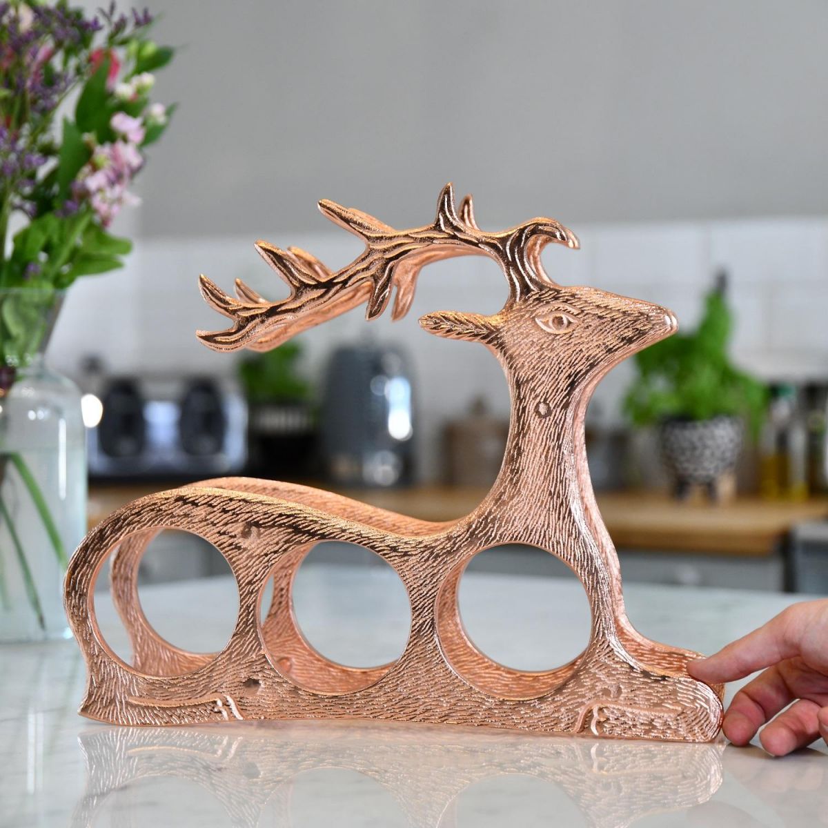 Copper "Laying Stag" with embossed fur detailing 