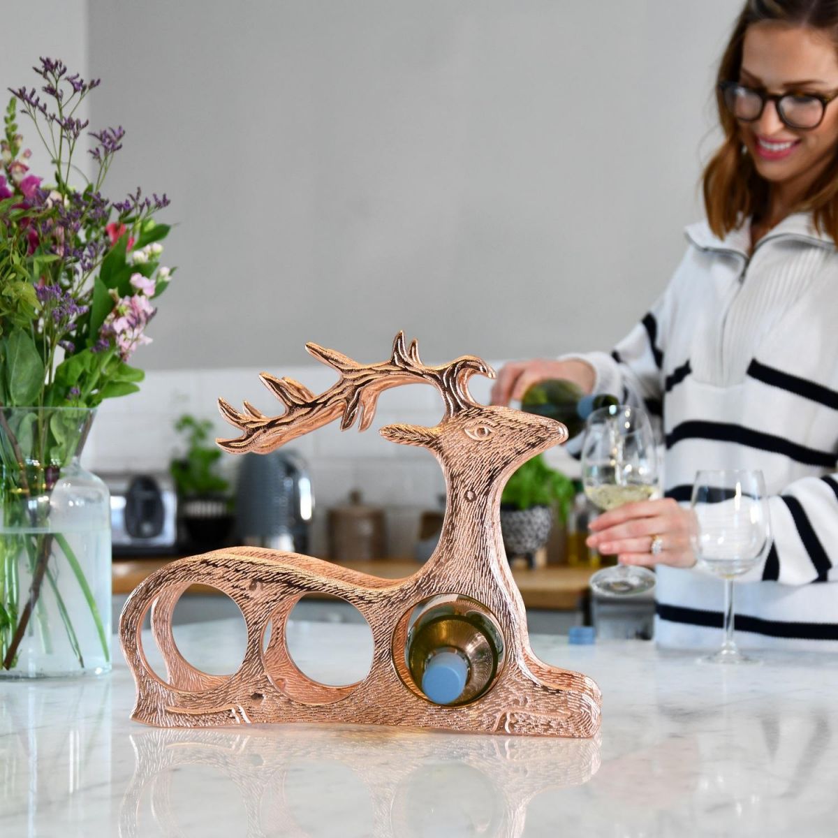 Copper Wine Rack "Laying Stag" in Situ 