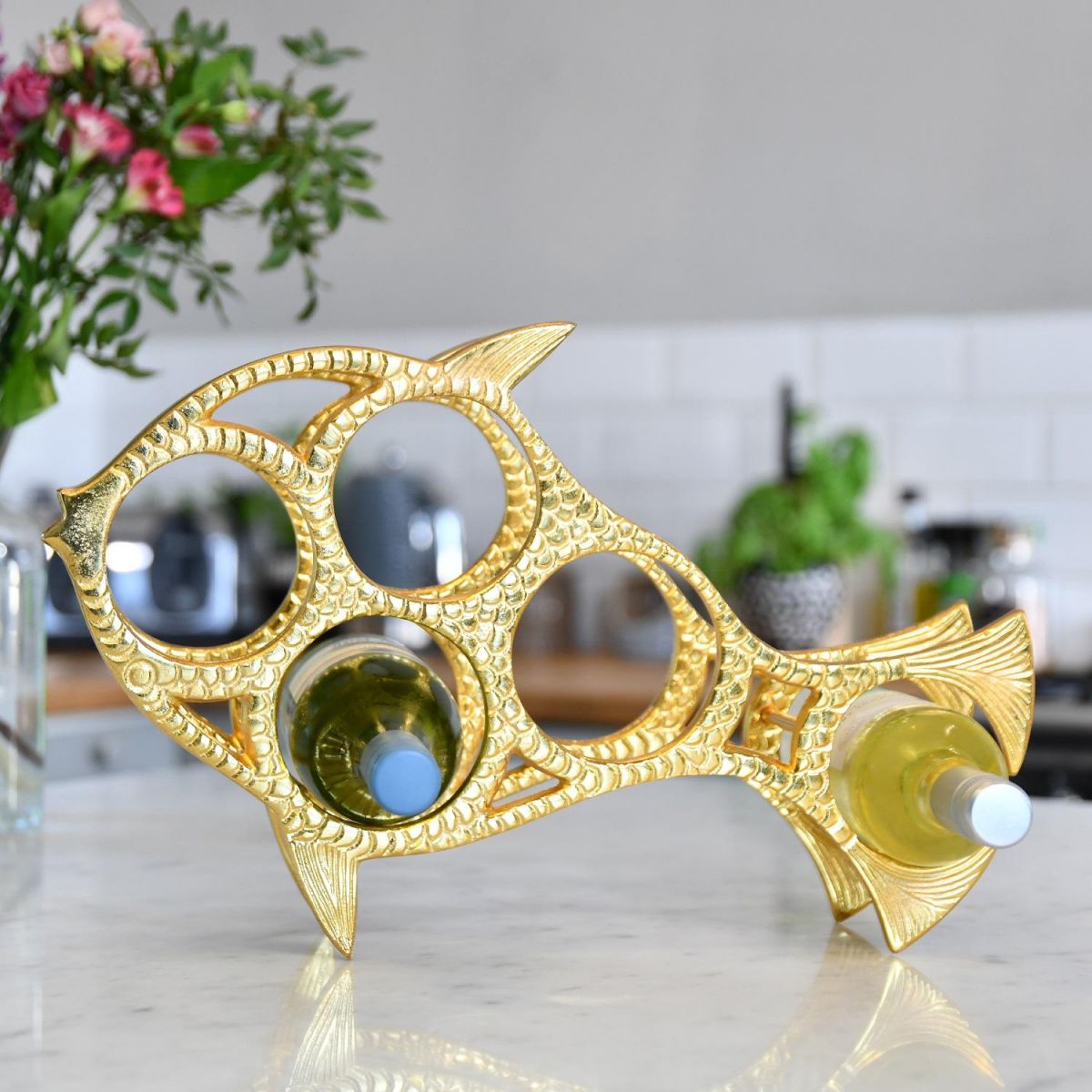 Gold "Fish" Wine Rack 