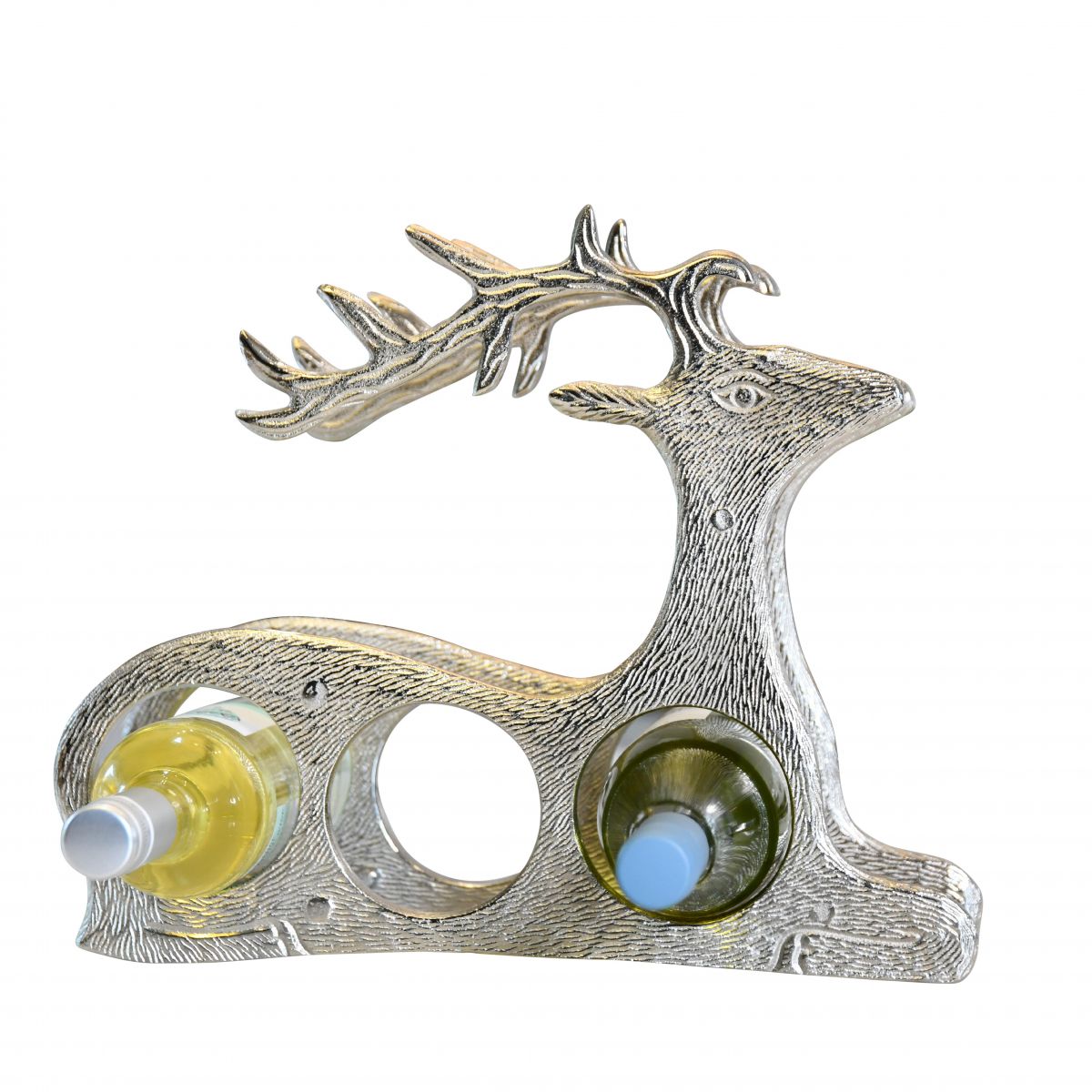 Antique Nickel "Laying Stag" Wine Rack 