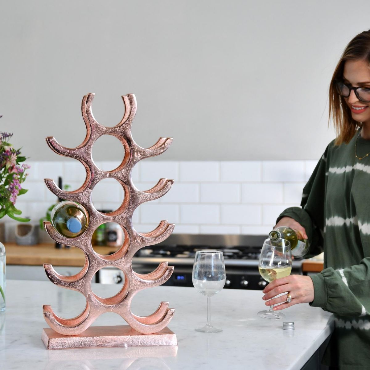 "Branches" Wine Rack in Kitchen Setting 