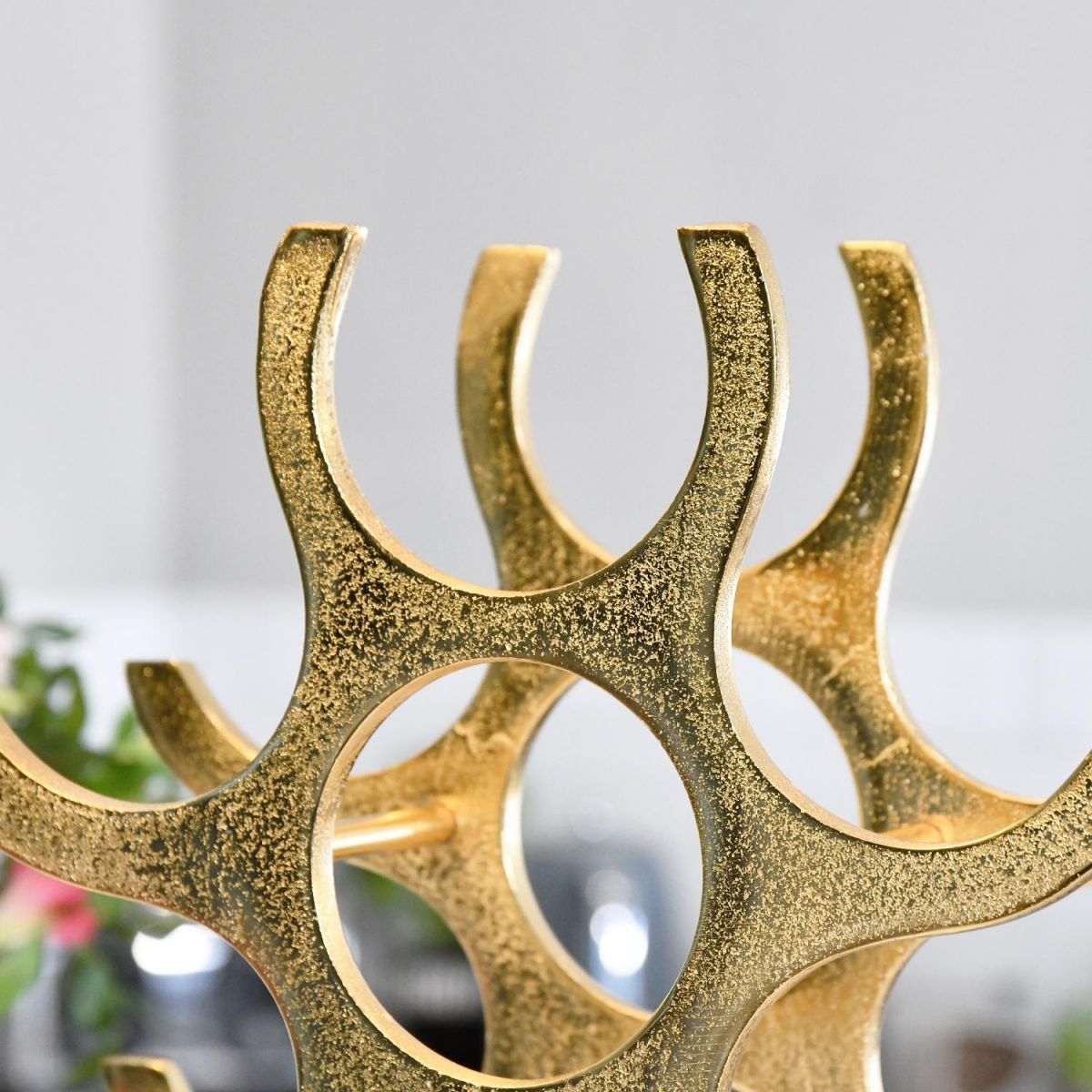 Close up of "Branches" Wine Rack in Gold Finish 