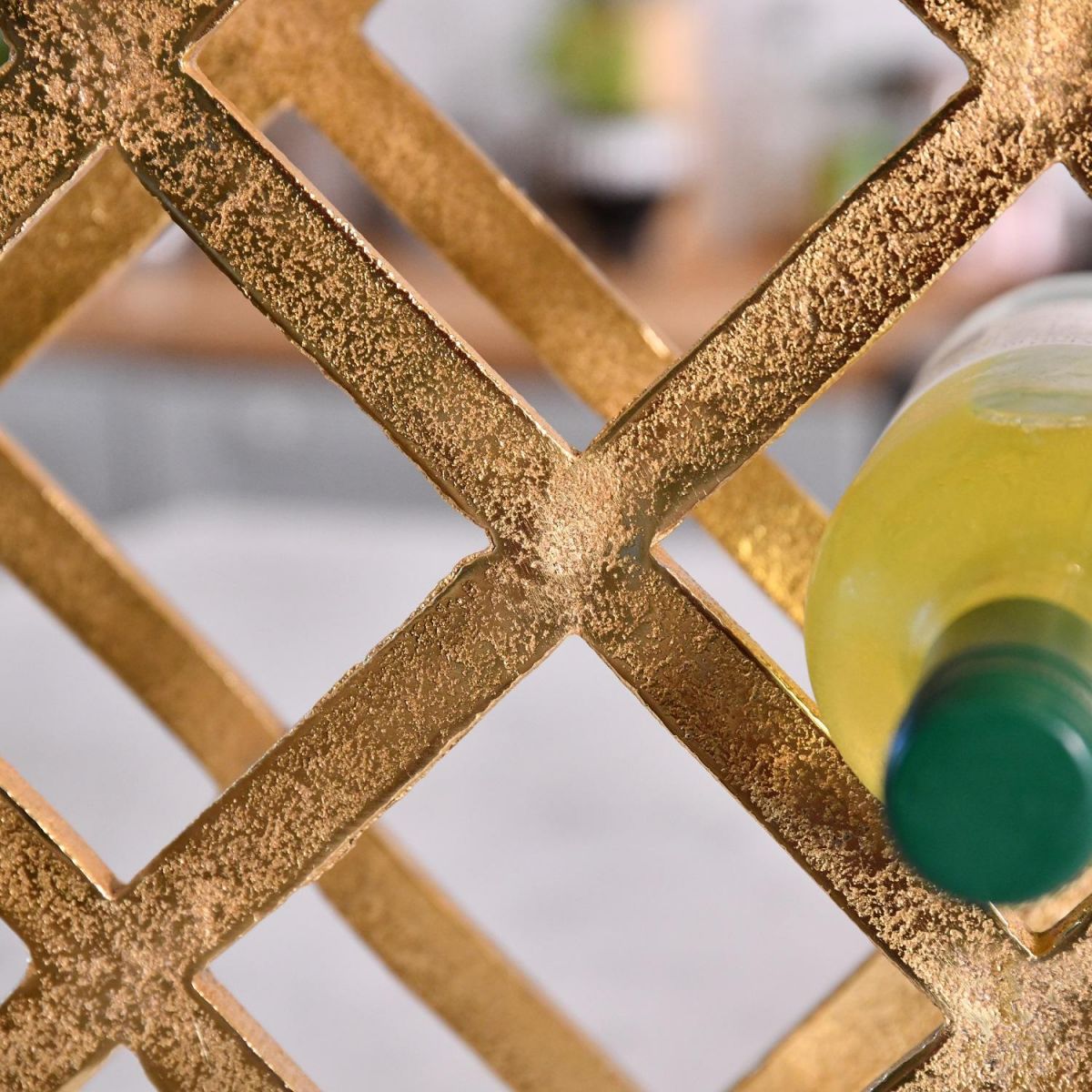 Close up of Gold detailing on "Geometric Grid" Wine Rack Close up of Gold detailing on "Geometric Grid" Wine Rack