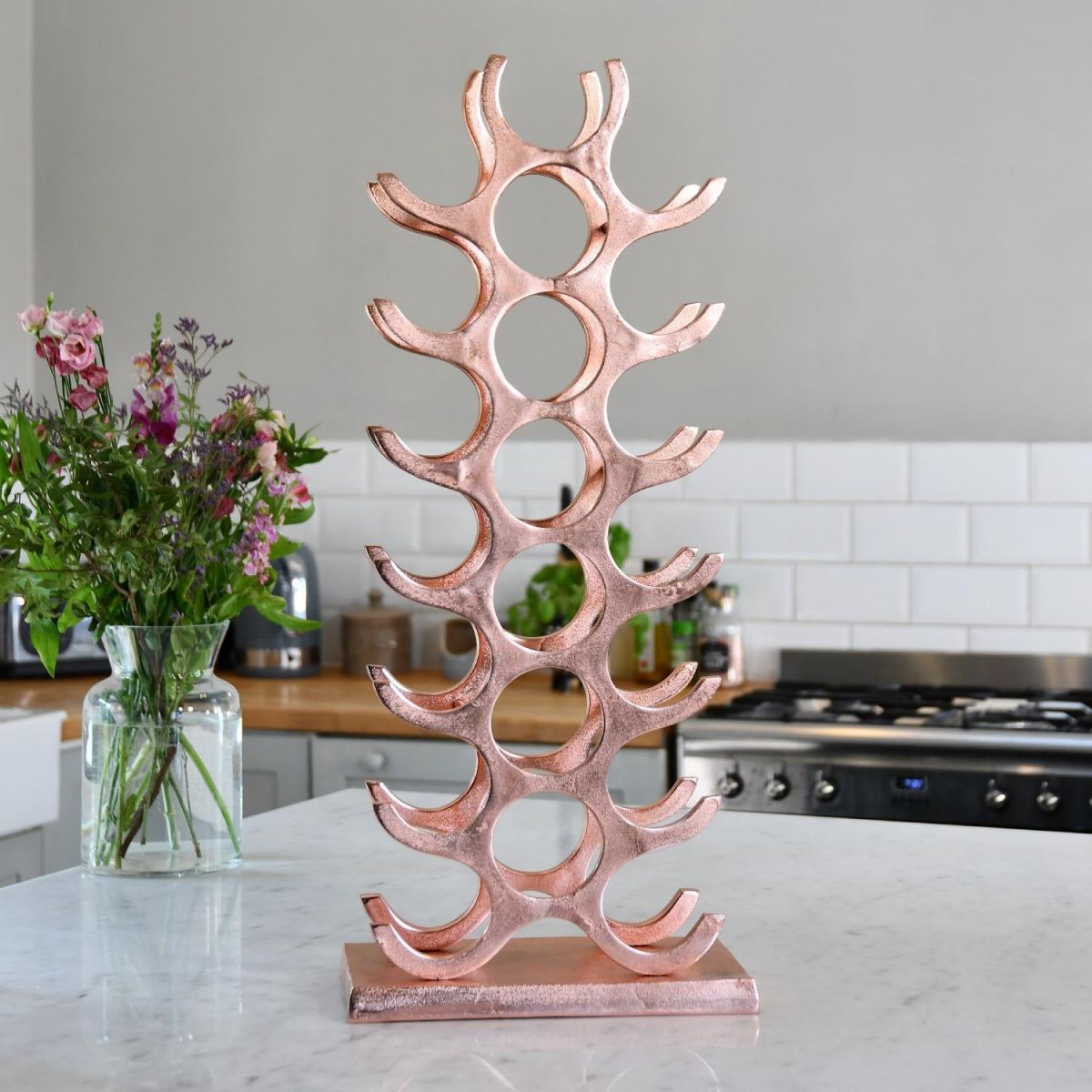 Copper "Tree" 21 Bottle Wine Rack in Kitchen 