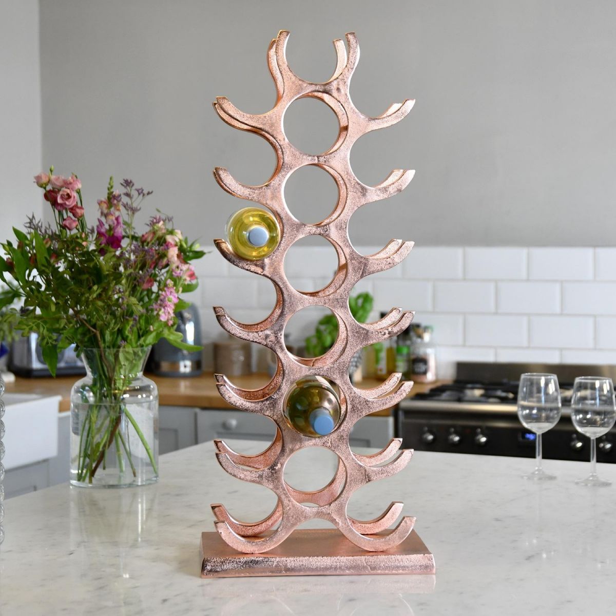 Copper "Tree" 21 Bottle Wine Rack 