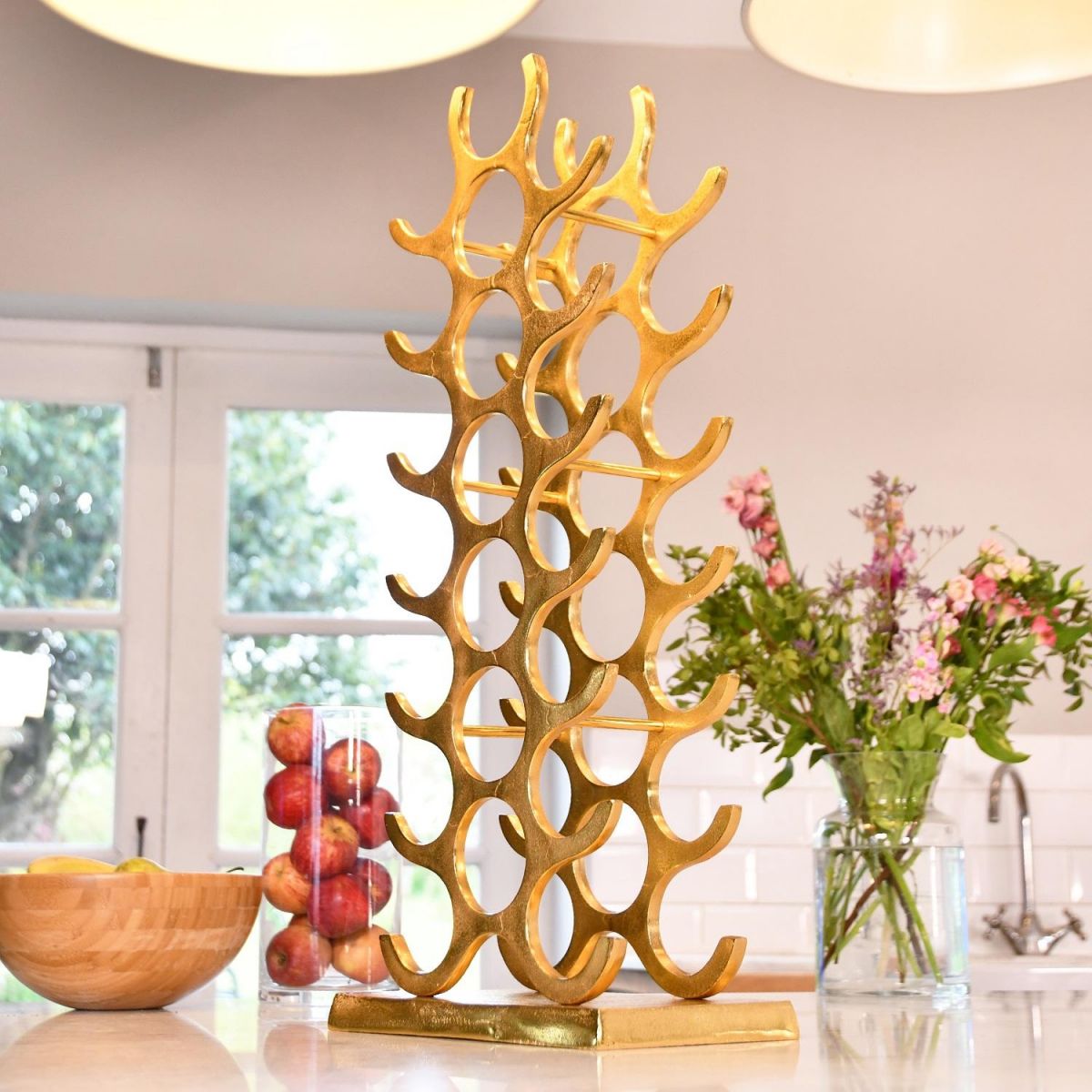 "Tree" 21 Bottle Wine Rack in Kitchen Setting 