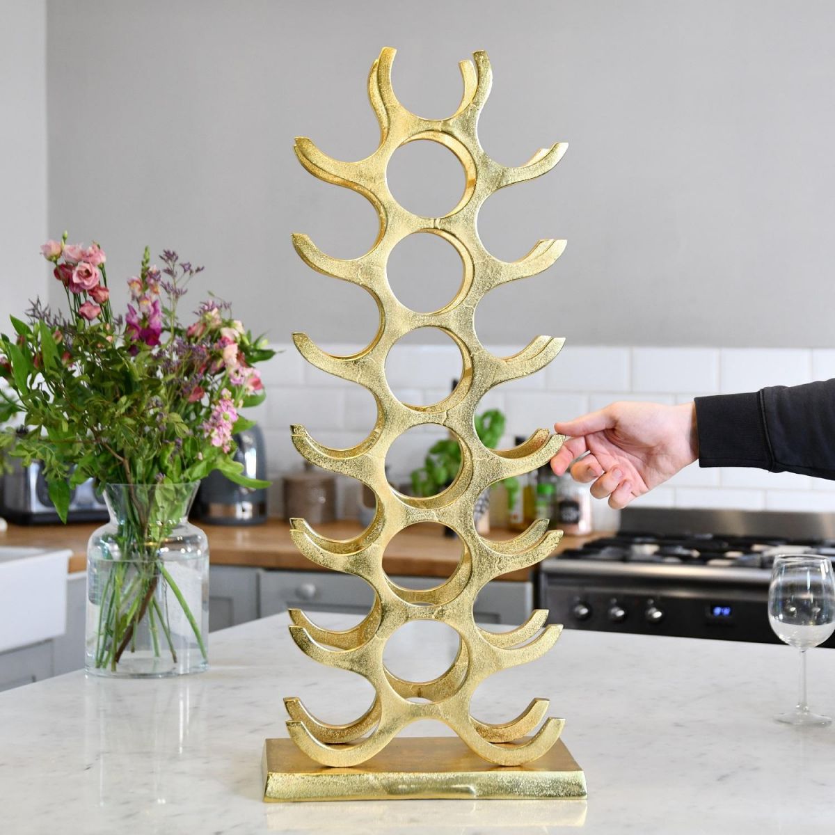 "Tree" Wine Rack in Gold Finish