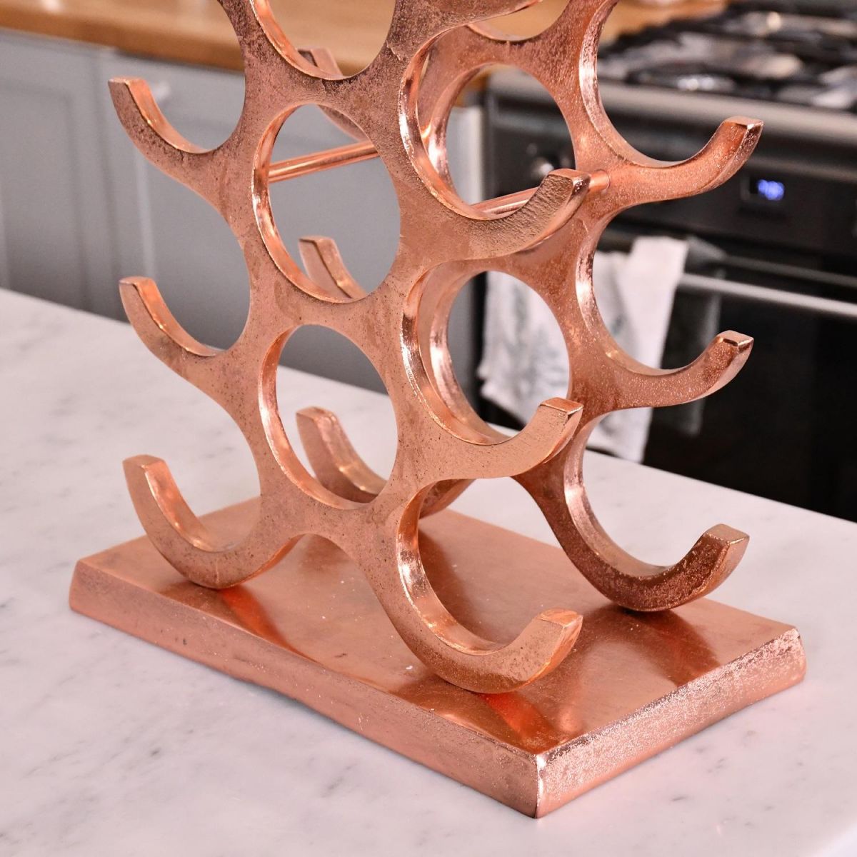 Close up of rectangular base on "Tuscany" Wine Rack 