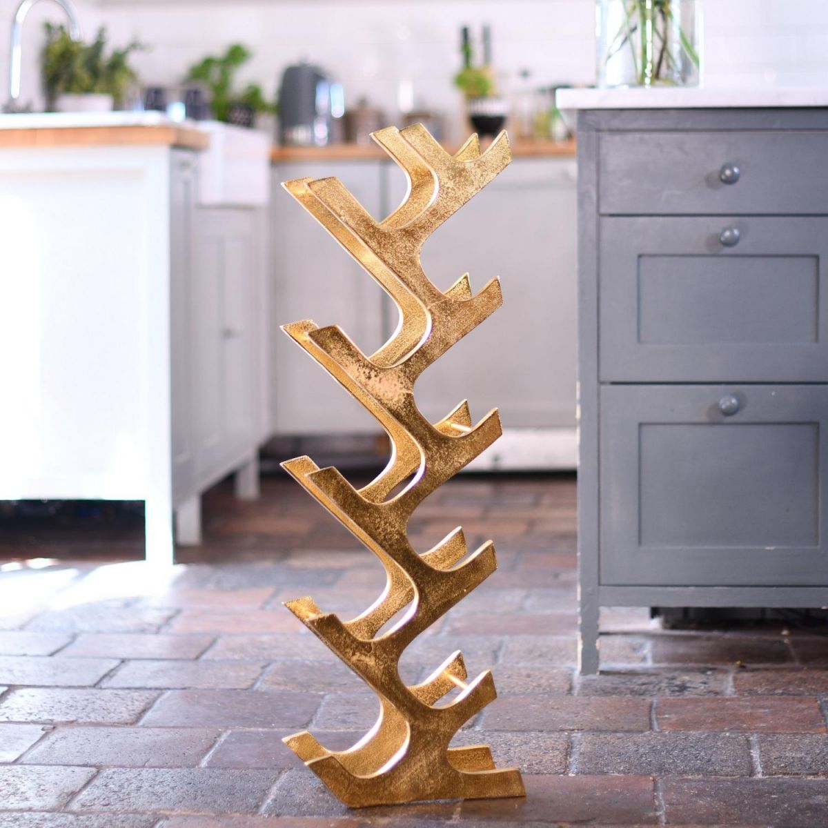 Floor Standing Gold "Art Deco" Wine Rack 