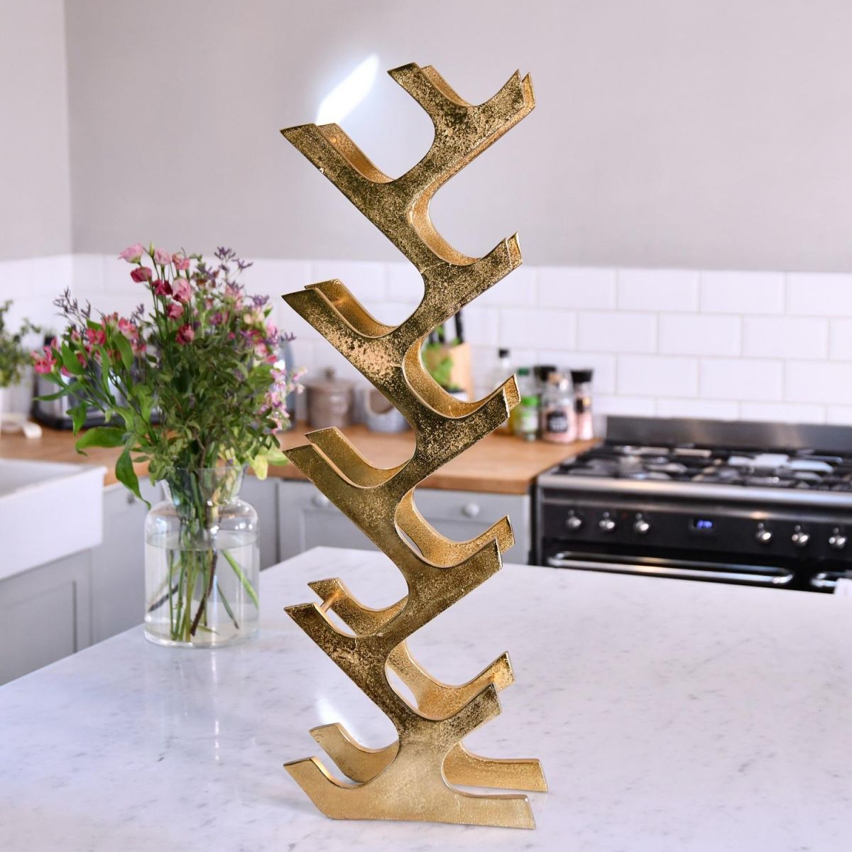 "Art Deco" 11 Bottle Wine Rack in Gold 
