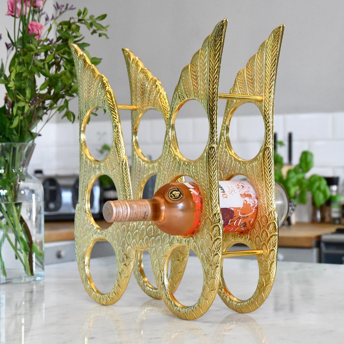 Side view of "Angel Wings" Wine Rack in Kitchen 