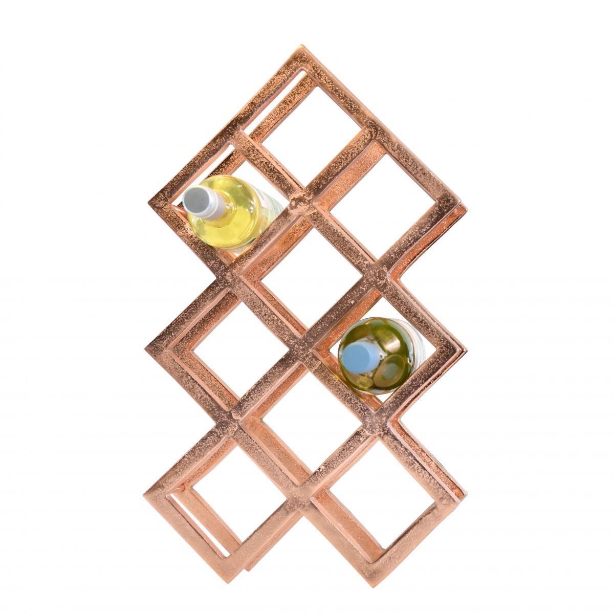 Copper "Geometric" Nine Bottle Wine Rack 