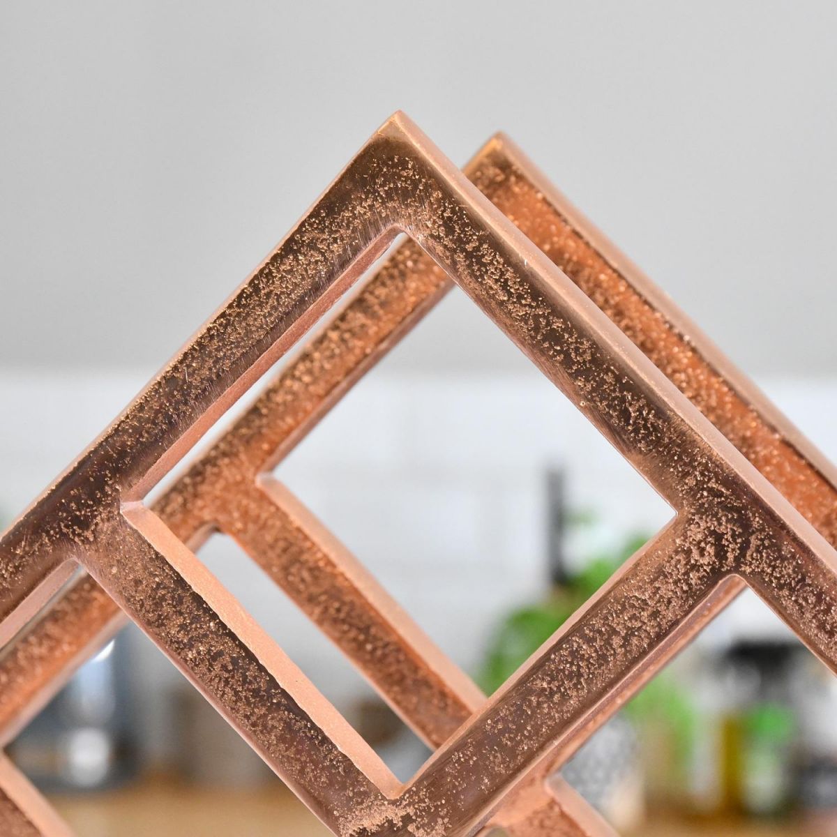 Close up of "Geometric" Copper Wine Rack 