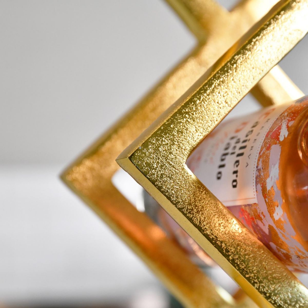 Close up of Geometric frame on Wine Rack 